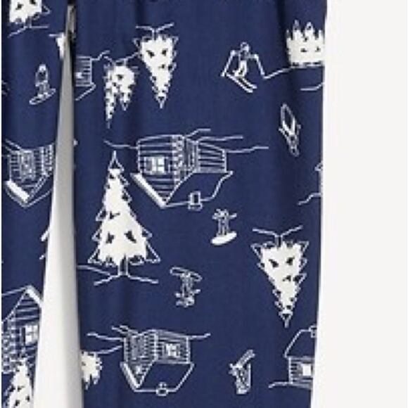 NWT Old Navy Winter Holiday Ski Flannel Jogger Pajama Pants L Skier Snowboard - Picture 2 of 5